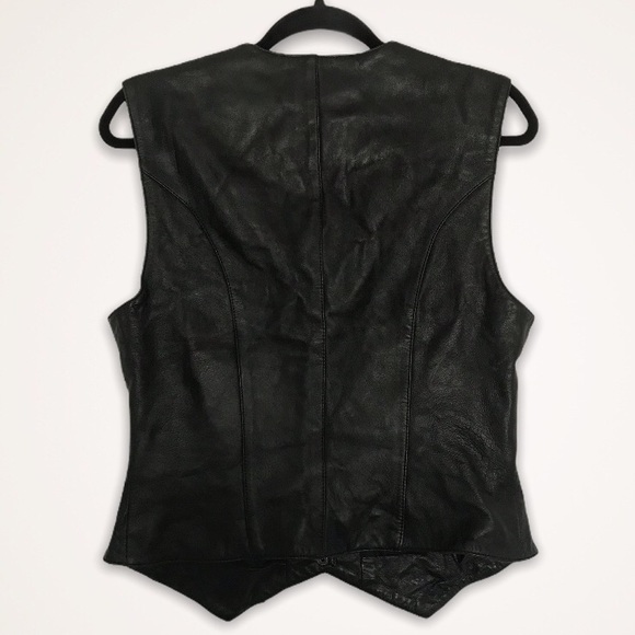 Evan Davies Vintage Black Leather Vest - Picture 2 of 5
